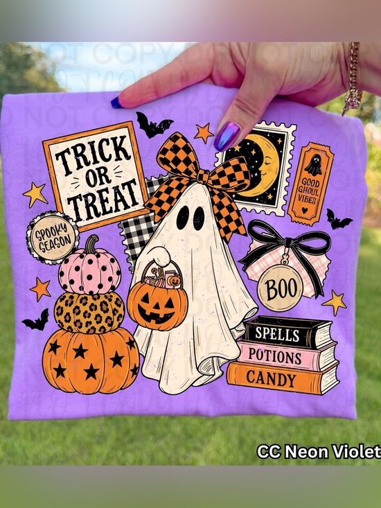 Comfort Colors Tops - Halloween Ghost Shirt Comfort Colors Neon Violet Small-XL